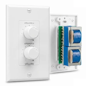 In Wall Speaker Volume Control - Home Audio Smart 2-Channel A/B Dual Channel Speakers Controller Selector Pod Box - Rotary Knob Fader Control Up to (2) Pair of Indoor or Outdoor Speakers - PVCD15 In Wall Speaker Volume Control - Home Audio Smart 2-Channel A/B Dual Channel Speakers Controller Selector Pod Box - Rotary Knob Fader Control Up to (2) Pair of Indoor or Outdoor Speakers - PVCD15