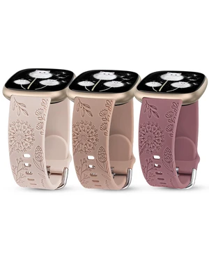 3 Packs Floral Engraved Band Compatible with Fitbit Versa 4/Versa 3/Sense 2/Sense Band Women, Cute Soft Silicone Dandelion Flower Pattern Sport Designer Fancy Summer Strap for Versa 4 3 Packs Floral Engraved Band Compatible with Fitbit Versa 4/Versa 3/Sense 2/Sense Band Women, Cute Soft Silicone Dandelion Flower Pattern Sport Designer Fancy Summer Strap for Versa 4