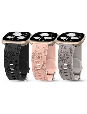3 Packs Floral Engraved Band Compatible with Fitbit Versa 4/Versa 3/Sense 2/Sense Band Women, Cute Soft Silicone Dandelion Flower Pattern Sport Designer Fancy Summer Strap for Versa 4 3 Packs Floral Engraved Band Compatible with Fitbit Versa 4/Versa 3/Sense 2/Sense Band Women, Cute Soft Silicone Dandelion Flower Pattern Sport Designer Fancy Summer Strap for Versa 4