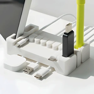 DeskBrick Silicone + Steel-Weighted Cord Holder for Desk. Weighted Cord Organizer & Cable Management for Desktop. Useful Phone Accessory & Cable Holder for Office, Home. No Adhesive. Light Gray DeskBrick Silicone + Steel-Weighted Cord Holder for Desk. Weighted Cord Organizer & Cable Management for Desktop. Useful Phone Accessory & Cable Holder for Office, Home. No Adhesive. Light Gray