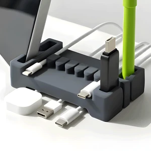 DeskBrick Silicone + Steel-Weighted Cord Holder for Desk. Weighted Cord Organizer & Cable Management for Desktop. Useful Phone Accessory & Cable Holder for Office, Home. No Adhesive. Gray DeskBrick Silicone + Steel-Weighted Cord Holder for Desk. Weighted Cord Organizer & Cable Management for Desktop. Useful Phone Accessory & Cable Holder for Office, Home. No Adhesive. Gray