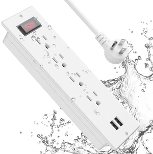 Conference Recessed Power Strip Waterproof,Furniture Recessed Power Strip with 4 Outlets,2 USB,Table Surge Protector,Flush Mount Water Resistant,6ft Cable with Flat Plug Conference Recessed Power Strip Waterproof,Furniture Recessed Power Strip with 4 Outlets,2 USB,Table Surge Protector,Flush Mount Water Resistant,6ft Cable with Flat Plug
