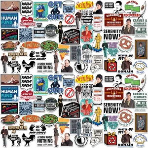 Seinfeld 200 Sticker Pack Waterproof Vinyl Decals Officially Licensed Seinfeld Stickers Great for Water Bottles, Skateboards, Luggage, Laptops, Bumpers & Cars Seinfeld 200 Sticker Pack Waterproof Vinyl Decals Officially Licensed Seinfeld Stickers Great for Water Bottles, Skateboards, Luggage, Laptops, Bumpers & Cars