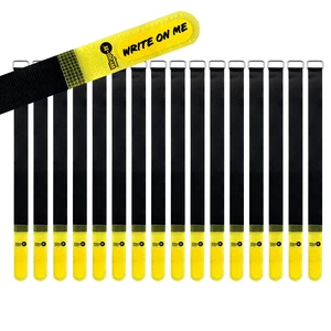 Hook and Loop Cinch-Straps 12" 16 Pack (Yellow/Black) Write on Label for Easy Cord Identification and Cable Management, Reusable Multi-Purpose Securing Cinch Straps Hook and Loop Cinch-Straps 12" 16 Pack (Yellow/Black) Write on Label for Easy Cord Identification and Cable Management, Reusable Multi-Purpose Securing Cinch Straps