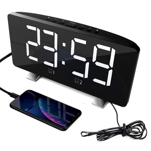 Alarm Clock Radio for Bedroom Dual USB Charging Ports Dimmer White 7.3'' LED Screen, 4 Dimming Mode, 12/24 Hour Mode, Snooze Function Alarm Clock Radio for Bedroom Dual USB Charging Ports Dimmer White 7.3'' LED Screen, 4 Dimming Mode, 12/24 Hour Mode, Snooze Function