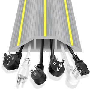 Floor Cable Cover, 6.5ft Extension Cord Covers for Wires on Floor, 3 Channels Heavy Duty PVC Duct Cord Hider Floor Cable Management for Indoor Outdoor, Gray Floor Cable Cover, 6.5ft Extension Cord Covers for Wires on Floor, 3 Channels Heavy Duty PVC Duct Cord Hider Floor Cable Management for Indoor Outdoor, Gray