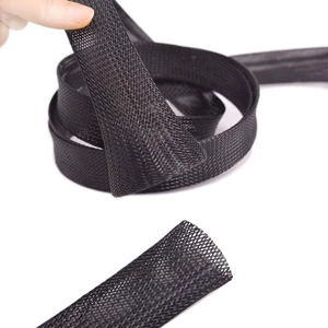 PET Expandable Braided Cable Sleeve Black 1-1/2 Inchx100 FT 1.37" Expandable PET braided sleeve protects cables from wear. Flexible design for electronics, automotive & home cable management PET Expandable Braided Cable Sleeve Black 1-1/2 Inchx100 FT 1.37" Expandable PET braided sleeve protects cables from wear. Flexible design for electronics, automotive & home cable management