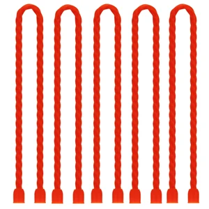 5 PCS 24-Inch Silicone Cable Ties Dia 6.5mm, Reusable Steel-Core Rubber Twist Ties Bendable Cable Ties for Bundling and Holding, All Purpose Cord Tie for Indoor and Outdoor (Red) 5 PCS 24-Inch Silicone Cable Ties Dia 6.5mm, Reusable Steel-Core Rubber Twist Ties Bendable Cable Ties for Bundling and Holding, All Purpose Cord Tie for Indoor and Outdoor (Red)
