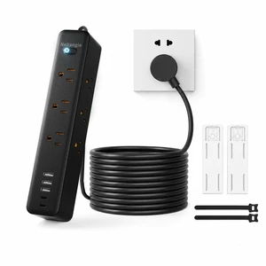 Surge Protector Power Strip with 9 Outlets and 5 USB Ports (2 USB C), Extension Cord with Multiple Outlets, Flat Plug Power Strip 6 Ft Long for Home Office Desktop (Black, 6FT) Surge Protector Power Strip with 9 Outlets and 5 USB Ports (2 USB C), Extension Cord with Multiple Outlets, Flat Plug Power Strip 6 Ft Long for Home Office Desktop (Black, 6FT)