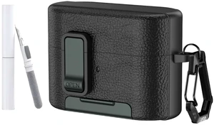 for Sony WF-1000XM6 Case Cover,TPU with Faux Leather Texture Protective Case Cover with Carabiner and Cleaning Kit,Phone Stand and Safety Lock Function (Black-Green) for Sony WF-1000XM6 Case Cover,TPU with Faux Leather Texture Protective Case Cover with Carabiner and Cleaning Kit,Phone Stand and Safety Lock Function (Black-Green)