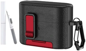 for Sony WF-1000XM6 Case Cover,TPU with Faux Leather Texture Protective Case Cover with Carabiner and Cleaning Kit,Phone Stand and Safety Lock Function (Black-Red) for Sony WF-1000XM6 Case Cover,TPU with Faux Leather Texture Protective Case Cover with Carabiner and Cleaning Kit,Phone Stand and Safety Lock Function (Black-Red)