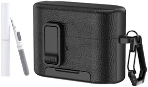 for Sony WF-1000XM6 Case Cover,TPU with Faux Leather Texture Protective Case Cover with Carabiner and Cleaning Kit,Phone Stand and Safety Lock Function (Black) for Sony WF-1000XM6 Case Cover,TPU with Faux Leather Texture Protective Case Cover with Carabiner and Cleaning Kit,Phone Stand and Safety Lock Function (Black)