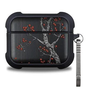 Black Solid Wood for AirPods Pro 3 Case (2025), Crimson Bloom AirPods Pro Case 3rd Generation, Titanium metal Quick Released Keychain, Compatible with Wireless Charging, Hand-Drawn Style Black Solid Wood for AirPods Pro 3 Case (2025), Crimson Bloom AirPods Pro Case 3rd Generation, Titanium metal Quick Released Keychain, Compatible with Wireless Charging, Hand-Drawn Style