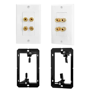 2 Pack Speaker Wall Plate with Mounting Bracket, 4-Port Banana Plug Gold Plated Binding Posts Banana Plug Plate for Audio Sound, Speaker Wire, Home Theater Systems, 1-Gang White 2 Pack Speaker Wall Plate with Mounting Bracket, 4-Port Banana Plug Gold Plated Binding Posts Banana Plug Plate for Audio Sound, Speaker Wire, Home Theater Systems, 1-Gang White