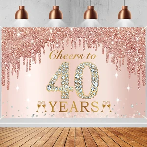 40th Birthday Decorations Cheers to 40 Years Banner for Women Pink Rose Gold Happy 40th Birthday Forty Years Old Backdrop Poster Background Photo Booth Props Decor Party Supplies 40th Birthday Decorations Cheers to 40 Years Banner for Women Pink Rose Gold Happy 40th Birthday Forty Years Old Backdrop Poster Background Photo Booth Props Decor Party Supplies