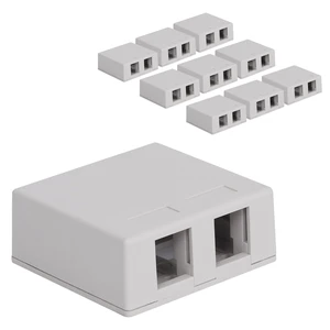 2-Port Surface Mount Box for Slim/Wide Keystone Jacks, White, 10-Pack UL Listed, TAA compliant, compact outlet housing, voice and data connections, inserts sold separately, low-voltage cabling 2-Port Surface Mount Box for Slim/Wide Keystone Jacks, White, 10-Pack UL Listed, TAA compliant, compact outlet housing, voice and data connections, inserts sold separately, low-voltage cabling