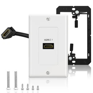 8K HDMI 2.1 Outlet Wall Plate & Low Voltage Metal Mounting Bracket Supports 8K@60Hz and 4K@120Hz, 3D, HDR, 48 Gbps HDMI Box, Fits Home Theater Systems 8K HDMI 2.1 Outlet Wall Plate & Low Voltage Metal Mounting Bracket Supports 8K@60Hz and 4K@120Hz, 3D, HDR, 48 Gbps HDMI Box, Fits Home Theater Systems