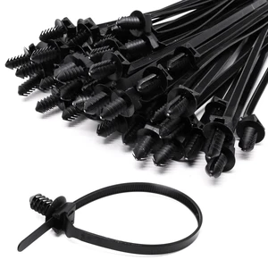 Push Mount Zip Ties 100Pcs, Heavy Duty Black Wire Zips Tie Mounts, 2 in 1 Nylon Self Locking Push Mount Cable Zip Tie for Engine Bay Wires Harness, Indoor Wire Tying (8.3"x0.2") Push Mount Zip Ties 100Pcs, Heavy Duty Black Wire Zips Tie Mounts, 2 in 1 Nylon Self Locking Push Mount Cable Zip Tie for Engine Bay Wires Harness, Indoor Wire Tying (8.3"x0.2")