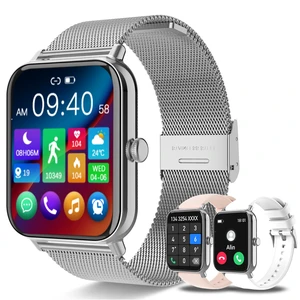 Smart Watch for Men Women 1.85" HD 120+ Sports Modes for Android iPhone Fitness Tracker Smartwatch for Android iPhone with Steps Tracking/Heart Rate/Sleep Monitor, IP68 Waterproof, Silver/3 Bands Smart Watch for Men Women 1.85" HD 120+ Sports Modes for Android iPhone Fitness Tracker Smartwatch for Android iPhone with Steps Tracking/Heart Rate/Sleep Monitor, IP68 Waterproof, Silver/3 Bands