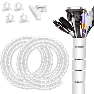 Large Cable Management White Computer Wire Sleeve Organizer Coiled Under Desk Tubes 2 PCS, 1.1 inch -5 ft EZ Spiral Cable Bundler Cover for TV Office, Pet Chew and Bite Proof Cable Protector Large Cable Management White Computer Wire Sleeve Organizer Coiled Under Desk Tubes 2 PCS, 1.1 inch -5 ft EZ Spiral Cable Bundler Cover for TV Office, Pet Chew and Bite Proof Cable Protector