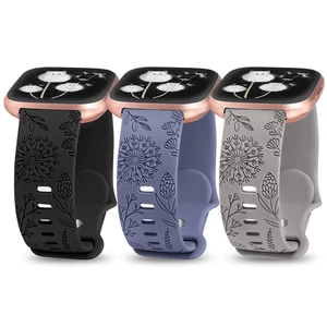 3 Packs Floral Engraved Band Compatible with Fitbit Versa 2 Band/Versa Lite/Versa Band Women, Cute Soft Silicone Dandelion Flower Pattern Sport Designer Fancy Summer Strap for Versa 2 3 Packs Floral Engraved Band Compatible with Fitbit Versa 2 Band/Versa Lite/Versa Band Women, Cute Soft Silicone Dandelion Flower Pattern Sport Designer Fancy Summer Strap for Versa 2