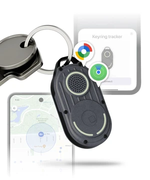 AirNotch Pro Dual - Bluetooth Tracker Keychain - Compatibile with Both Apple iOS Find My and Google Android Find Hub Replaceable Batteries, Loud 360° Sound, Anti-Loss Locator, Gray AirNotch Pro Dual - Bluetooth Tracker Keychain - Compatibile with Both Apple iOS Find My and Google Android Find Hub Replaceable Batteries, Loud 360° Sound, Anti-Loss Locator, Gray