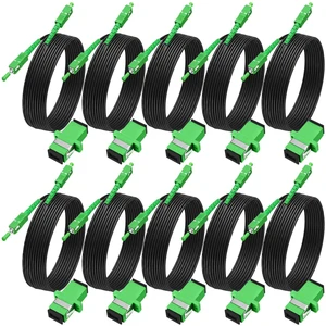 10 Pack 10ft / 3 Meter SC/APC to SC/APC Fiber Optic Cable Single Mode Fiber Optic Jumper Patch Cord & Connector, 9/125um, Compatible with Os1/os2 Black Lszh Od-3.0mm 10 Pack 10ft / 3 Meter SC/APC to SC/APC Fiber Optic Cable Single Mode Fiber Optic Jumper Patch Cord & Connector, 9/125um, Compatible with Os1/os2 Black Lszh Od-3.0mm