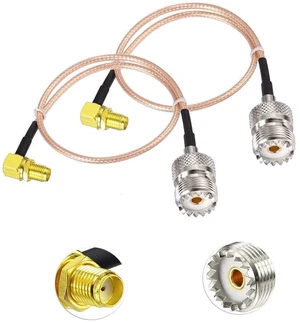 SO239 to SMA Cable 12inch UHF Female SO-239 to SMA Female Cable Right Angle for CB Radio/Handheld Radio Antenna/Walkie Talkie etc 2-Pack SO239 to SMA Cable 12inch UHF Female SO-239 to SMA Female Cable Right Angle for CB Radio/Handheld Radio Antenna/Walkie Talkie etc 2-Pack