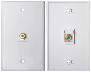 HXH 1-Port Coax Wall Plate, 3GHz F-Type Connector, White, 2-Pack For television cable wall connections, coaxial cable outlet cover, organizes an in-wall cable exit, gold-plated jack HXH 1-Port Coax Wall Plate, 3GHz F-Type Connector, White, 2-Pack For television cable wall connections, coaxial cable outlet cover, organizes an in-wall cable exit, gold-plated jack