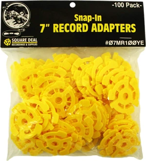 (100) Flat Plastic Record Adapters - Snap in Inserts to Make 7" 45rpm Records Fit on Standard Vinyl Record Turntables #07MR100YE (Yellow) (100) Flat Plastic Record Adapters - Snap in Inserts to Make 7" 45rpm Records Fit on Standard Vinyl Record Turntables #07MR100YE (Yellow)