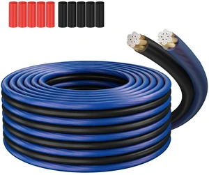 8 Gauge AWG 2 Conductor Speaker Wire 50 FT Blue & Black, Ultra Flexible CCA Power & Ground Zipper Parallel Battery Cable, Color-Coded for Car Audio Subwoofer Amplifier RV Marine DIY+Heat Shrink Tubes 8 Gauge AWG 2 Conductor Speaker Wire 50 FT Blue & Black, Ultra Flexible CCA Power & Ground Zipper Parallel Battery Cable, Color-Coded for Car Audio Subwoofer Amplifier RV Marine DIY+Heat Shrink Tubes