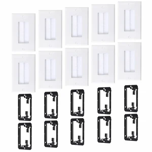 10-Pack 1-Gang Brush Wall Plate with Low Voltage Mounting Bracket Hide Cable Behind in Wall, Pass Through Low Voltage Wall Plate for TV/HDMI/Coax/Speaker/Ethernet Wire, Standard Size 4.5*2.75 10-Pack 1-Gang Brush Wall Plate with Low Voltage Mounting Bracket Hide Cable Behind in Wall, Pass Through Low Voltage Wall Plate for TV/HDMI/Coax/Speaker/Ethernet Wire, Standard Size 4.5*2.75