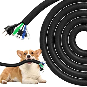 Cable Sleeve, 20ft - 4/5 inch Dog Cat Cord Protector for Pets, Black Cord Cover for Pets, Flexible Cord Protector from Pets Chewing, Bite-Resistant Cable Wire Management for USB, Power, TV Cords Cable Sleeve, 20ft - 4/5 inch Dog Cat Cord Protector for Pets, Black Cord Cover for Pets, Flexible Cord Protector from Pets Chewing, Bite-Resistant Cable Wire Management for USB, Power, TV Cords