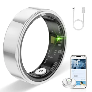 Smart Ring for Women & Men, Smart Rings Health Tracker(Silver, #8) Heart Rate, Sleep Monitoring, Long Lasting Battery, IP68 Waterproof Fitness Ring for iOS & Android, No Subscription Fee Smart Ring for Women & Men, Smart Rings Health Tracker(Silver, #8) Heart Rate, Sleep Monitoring, Long Lasting Battery, IP68 Waterproof Fitness Ring for iOS & Android, No Subscription Fee