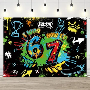 8x6ft Graffiti 7th Birthday Backdrop Neon Spray Paint Street Art Party Banner for Boys I was 6 Now I'm 7 Hip-Hop Urban Style Decoration Colorful Paint Splatter Kids Birthday Decorations 8x6ft Graffiti 7th Birthday Backdrop Neon Spray Paint Street Art Party Banner for Boys I was 6 Now I'm 7 Hip-Hop Urban Style Decoration Colorful Paint Splatter Kids Birthday Decorations
