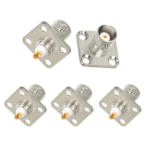 BNC Connectors BNC Female Jack 4 Hole Flange Panel Chassis Mount Coaxial Solder Connector 5pcs BNC Connectors BNC Female Jack 4 Hole Flange Panel Chassis Mount Coaxial Solder Connector 5pcs