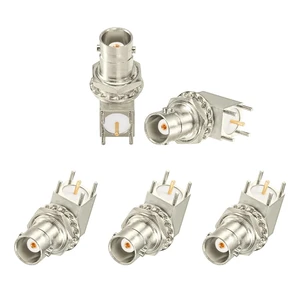 BNC Connector BNC Female Bulkhead Solder PCB Mount Right Angle Connector for CCTV Systems Monitoring Transceiver etc. 5pcs BNC Connector BNC Female Bulkhead Solder PCB Mount Right Angle Connector for CCTV Systems Monitoring Transceiver etc. 5pcs