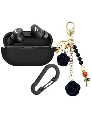 Case for Beats Solo Buds Case Cover with Flower Keychain, Cute Soft Silicone Shockproof Protective Skin Cases for Beats Solo Buds Wireless Earbuds with Carabiner for Women Girl (Black) Case for Beats Solo Buds Case Cover with Flower Keychain, Cute Soft Silicone Shockproof Protective Skin Cases for Beats Solo Buds Wireless Earbuds with Carabiner for Women Girl (Black)