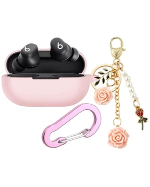 Case for Beats Solo Buds Case Cover with Flower Keychain, Cute Soft Silicone Shockproof Protective Skin Cases for Beats Solo Buds Wireless Earbuds with Carabiner for Women Girl (Pink) Case for Beats Solo Buds Case Cover with Flower Keychain, Cute Soft Silicone Shockproof Protective Skin Cases for Beats Solo Buds Wireless Earbuds with Carabiner for Women Girl (Pink)