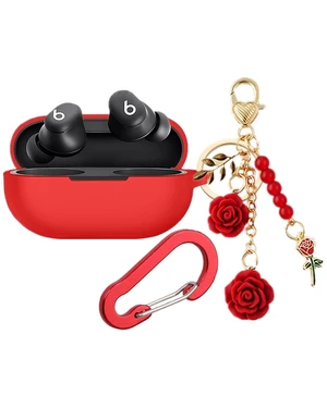 Case for Beats Solo Buds Case Cover with Flower Keychain, Cute Soft Silicone Shockproof Protective Skin Cases for Beats Solo Buds Wireless Earbuds with Carabiner for Women Girl (Red) Case for Beats Solo Buds Case Cover with Flower Keychain, Cute Soft Silicone Shockproof Protective Skin Cases for Beats Solo Buds Wireless Earbuds with Carabiner for Women Girl (Red)