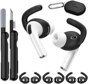 4 Pairs for AirPods Pro 3 Ear Hooks, Anti-Slip Ear Tips (Black) Silicone, Soft, Skin-friendly, Comfortable to Wear, Fits All Ear Shapes, with Cleaning Pen/Carabiner/Storage Pouch 4 Pairs for AirPods Pro 3 Ear Hooks, Anti-Slip Ear Tips (Black) Silicone, Soft, Skin-friendly, Comfortable to Wear, Fits All Ear Shapes, with Cleaning Pen/Carabiner/Storage Pouch