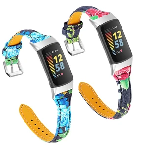 [2 pack Compatible with Fitbit Charge 6/Charge 5 Bands Leather Narrow Luxury Genuine Leather Replacement Sport Wrist Strap Bracelet Men Women Band Accessories [2 pack Compatible with Fitbit Charge 6/Charge 5 Bands Leather Narrow Luxury Genuine Leather Replacement Sport Wrist Strap Bracelet Men Women Band Accessories