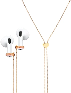 Anti-Lost Airpod Chain Holder Lanyard Cord Strap Slide Adjustable Y Necklace Compatible Airpods 2/1 (Heart + Golden Slim Chain) Anti-Lost Airpod Chain Holder Lanyard Cord Strap Slide Adjustable Y Necklace Compatible Airpods 2/1 (Heart + Golden Slim Chain)