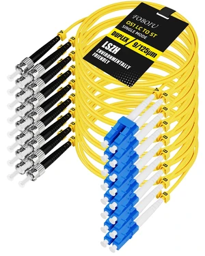 OS1 8Pack 1M(3FT) LC to ST Fiber Patch Cable, Duplex Singlemode ST to LC Fiber Patch Cable, 9/125µm LSZH Yellow Jumper Fiber Optic Cord for Media Converters OS1 8Pack 1M(3FT) LC to ST Fiber Patch Cable, Duplex Singlemode ST to LC Fiber Patch Cable, 9/125µm LSZH Yellow Jumper Fiber Optic Cord for Media Converters