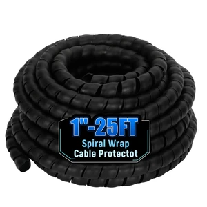Spiral Wrap Cable Protector, Safe 1" x 25' Pre-Cut Hydraulic Hose Wrap wear & abrasion resistant, pre-cut for convenience, fits 1/2" hoses, for hydraulic & pneumatic, workshop & industrial Spiral Wrap Cable Protector, Safe 1" x 25' Pre-Cut Hydraulic Hose Wrap wear & abrasion resistant, pre-cut for convenience, fits 1/2" hoses, for hydraulic & pneumatic, workshop & industrial