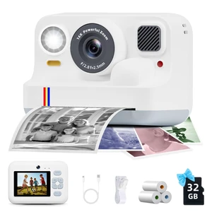 Instant Print Camera for Kids, Christmas Birthday Gifts for Girls Boys Age 3-15, 1080P Selfie Portable Digital Video Camera with 32GB SD Card, 3-Colored Print Paper- White Instant Print Camera for Kids, Christmas Birthday Gifts for Girls Boys Age 3-15, 1080P Selfie Portable Digital Video Camera with 32GB SD Card, 3-Colored Print Paper- White
