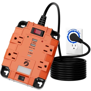 Magnetic Power Strip with Surge Protector, 6FT Power Cord with 360° Rotating Flat Plug, 4 AC Outlets & 4 USB Ports, Dual Magnets & 4 Mounting Holes for Workshop, Home and Office, ETL Listed, Orange Magnetic Power Strip with Surge Protector, 6FT Power Cord with 360° Rotating Flat Plug, 4 AC Outlets & 4 USB Ports, Dual Magnets & 4 Mounting Holes for Workshop, Home and Office, ETL Listed, Orange