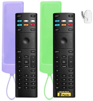 (Pack of 2) Replacement Remote Control Fit Vizio Smart TV Remote with Anti-Lost Soft Glowing Silicone Cover & Mount Hook, Universal for Vizio All Smart LCD LED HD UHD HDR 4K TVs(Green & Purple) (Pack of 2) Replacement Remote Control Fit Vizio Smart TV Remote with Anti-Lost Soft Glowing Silicone Cover & Mount Hook, Universal for Vizio All Smart LCD LED HD UHD HDR 4K TVs(Green & Purple)