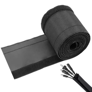 3/4" - 6.6Ft Hook and Loop Cable Sleeve, Wire Protector for Pets Flexible braided wire cover; Reversible split wrap; Cord management for TV, USB, audio, PC; Helps deter cat chewing; Black 3/4" - 6.6Ft Hook and Loop Cable Sleeve, Wire Protector for Pets Flexible braided wire cover; Reversible split wrap; Cord management for TV, USB, audio, PC; Helps deter cat chewing; Black