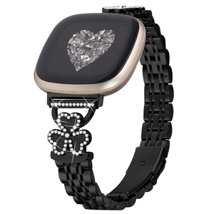 Bling Love Clover Bands For Women Compatible With Versa 4/Versa 3/Sense 2/Sense Stainless Steel Adjustable Replacement Strap Bling Love Clover Bands For Women Compatible With Versa 4/Versa 3/Sense 2/Sense Stainless Steel Adjustable Replacement Strap